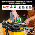 Ecarke 2.5 Gal Cordless Wet Dry Vacuum Compatible with DeWalt 20V Battery, 3-in-1 Shop Vac with Washable HEPA & Brushless Motor, 15KPa Suction, 4 Attachments for Garage Car Workshop (Tool Only)