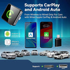 Wireless CarPlay Adapter 2026 Upgraded, 2-in-1 Adapter Converts Wired to Wireless Dongle, 5GHz WiFi Auto-Connection, Plug & Play for Cars with Factory Wired CarPlay/Android Auto (Grey)