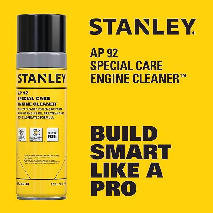 STANLEY AP 92 Engine Cleaner Spray - 12x12 Fl. oz., Automotive Degreaser Spray,Use for Tight Spaces, Non-corrosive - 1 Pack