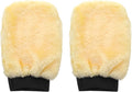HARFINGTON 2pcs Car Wash Mitts 9" x 5" Scratch Free Wash Gloves Absorbent Double Sided Plush Cleaning Drying Mitts for Car Washing Home Clean Yellow