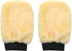 HARFINGTON 2pcs Car Wash Mitts 9" x 5" Scratch Free Wash Gloves Absorbent Double Sided Plush Cleaning Drying Mitts for Car Washing Home Clean Yellow