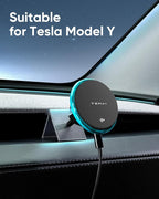 TEMAI Car Mount Charger, 15W MagSafe Wireless Car Charger & Phone Holder for Model Y Juniper(2025)- Strongest Magnetic Fast Charging Accessories Slideable Air Vent Mount with Silicone Pads