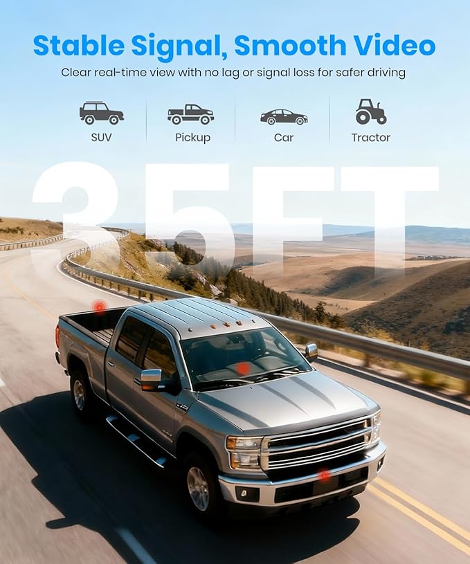 AUTO-VOX Wireless Backup Camera:1080P HD Dual-Channel Monitor, Easy Installation,Stable Digital Transmission Signal,IP69K Waterproof Night Vision Back Up Camera for Truck,SUV,Car,Vans