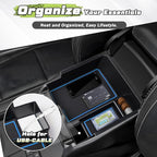 Sunsdrew Center Console Organizer Compatible with 2024-2025 Ford Ranger, Armrest Storage Box Insert with 2 Color Mats, Ford Ranger Accessories - ONLY FIT Electric Handbrake Version
