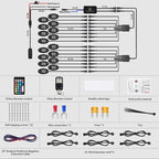16Pods RGB LED Rock Lights Kit with APP/RF Remote Control, Segmented Multicolor Underglow Accent Light Exterior Music Mode Waterproof 12V for Trucks Pickup Jeep Gladiator Off-Road
