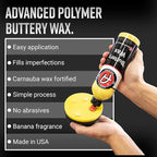 Adam's Polishes Buttery Car Wax Kit - Pure Carnauba Liquid Wax for Shine, Gloss & Paint Protection - Use on Car, Boat, RV & Motorcycle