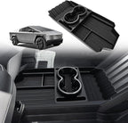 BestEvMod Front Lower Center Console Organizer Tray Compatible with Tesla Cybertruck 2025 2024 Fit 32oz Bottle Interior Accessories ABS Material with PVC Trim Floor Console Storage (Floor Organizer)