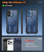 FNTCASE for iPhone 17 Phone Case: [360 Spin Magnetic Ring Kickstand] [Compatible for MagSafe] [Screen Protector] Heavy Duty Military Grade Protection Protective Phone Case with Stand Blue