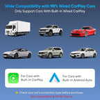 Upgraded Wireless CarPlay Adapter, 3-in-1 Wireless Carplay & Android Auto& Video Adapter, Built in Netflix YouTube Support TF Card, Plug & Play, USB Type C, USB Type A Compatible with iPhone & Android