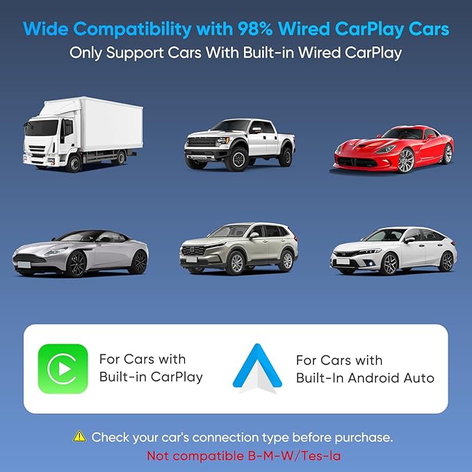Upgraded Wireless CarPlay Adapter, 2-in-1 Mini Size CarPlay & Android Auto Adapter, Convert Wired to Wireless with USB & USB-C/Type-C, Plug & Play, Stable Control & No Delay, with iPhone & Android