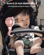 buywoo Portable Stroller Mini Fan, Small Rechargeable Personal Cooler w/ 360° Rotation, Baby Essentials for Car Seat, Crib, Bike, Treadmill, 3-Speed Battery Powered Stroller Accessories, Pink