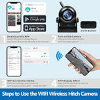 Upgraded Wireless Backup Camera Magnetic Hitch, 4000mAh Rechargeable Battery Powered WiFi Rear View Camera, 720P IP68 Waterproof Reverse Camera for Truck/RV/Camper/Trailer for iPhone iPad Android