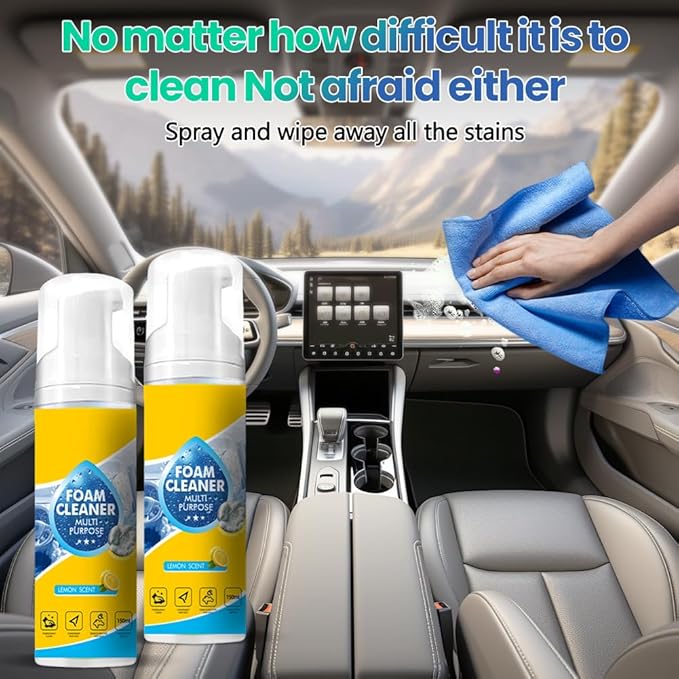 EUBUY Total Interior Cleaner for Car, 5 oz Car Interior Cleaning Kit with Wipe and Sponge for Automotive Seat, Upholstery, Carpet, Dashboards, Plastic, Leather, Glass