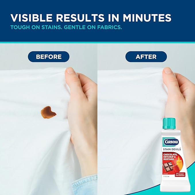 Carbona Stain Devils® #2 - Ketchup, Mustard & Chocolate | Professional Strength Laundry Stain Remover | Multi-Fabric Cleaner | Safe On Skin & Washable Fabrics | 1.7 Fl Oz, 1 Pack