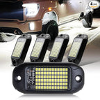 Nicoko 4Pods Pure White 72 LEDs SMD Chips 72w High Power Rock Lights Super Bright White Offroad Car Boat Underglow Lights IP68 Waterproof for Truck SUV UTV ATV RZR