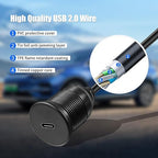 Single Port USB C 2.0 Male to USB C 2.0 Female Extension Cable,Flush Mount Waterproof Panel Cable for Car,Truck,Boat,Motorcycle Dashboard 3.3ft