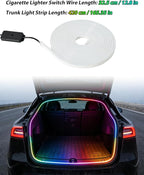 RGB LED Trunk Light Strips for Tesla Model Y & Juniper 2021-2026, APP Control Ambient Neon Trunk Lights with Magnetie Sensor, Auto On/Off, Music Sync, Waterproof Silicone, Plug & Play