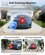 AZDOME ADAS Dash Cam Front and Rear, 4K+2.5K UHD Dash Camera for Cars, 64GB Card Included, Voice Control, Bulit-in 5.8GHz Wi-Fi GPS, 3.19'' IPS Screen Dashcam, Night Vision, 24H Parking Mode M550 Pro