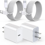 iPhone 17 16 15 Charger Fast Charging, 20W Type C Charger USB C Charger Block iPhone 17 16 Charger with 2Pack USB C to USB-C Cable for iPhone 17/17 Pro/17 ProMax/16 Plus/16/15 ProMax/iPad Pro/AirPods
