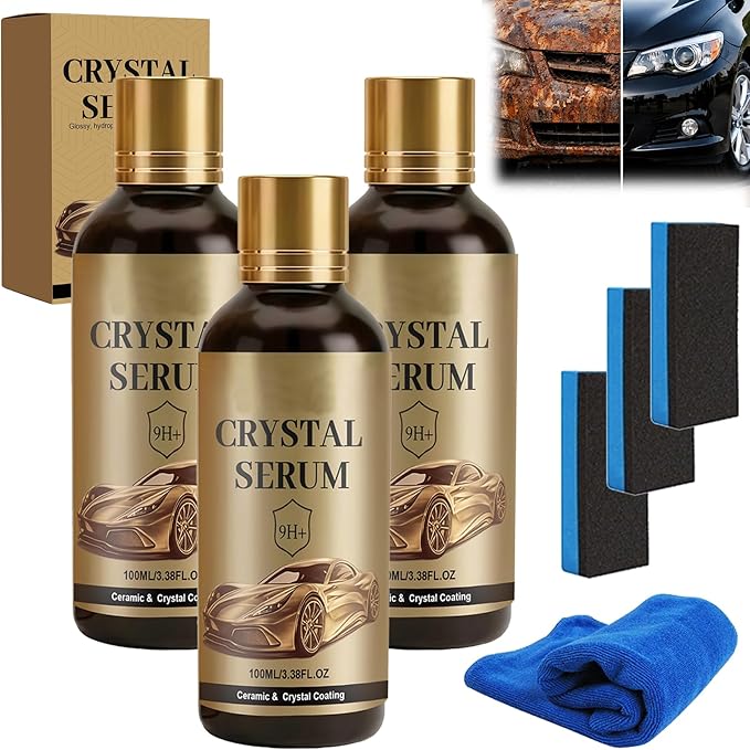 100ml PTZ Cristal Serum – Advanced Graphene Ceramic Coating for Cars | 9H Graphene, Ultimate Quick Effect Car Coating Spray for Shine & Protection, Nano Coat Restore for Paint, Glass & Wheel (3PCS)