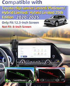 PZK Car Phone Holder for Toyota Highlander Hybrid Lmited/Platinum 2020-2024 2025 Accessories Only for 12.3-inch Screen Auto Lock Car Phone Mount Hands Free 360° Rotation (Not Fit 8-Inch L/LE/XLE)