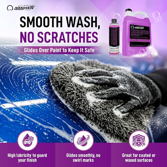 Nanoskin HYPER SUDS Foaming Car Wash Shampoo 30 Gallons - Ultra Concentrated: Works with Foam Cannon, Foam Gun, Bucket Wash, Pressure Washer | Ideal for Use in Mixing/Metering systems | 800:1 Dilution