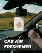 Pink Floral Christian Cologne Car Air Freshener 4 Pcs, Coquette Preppy Pink Bow Flower Hanging Air Freshener for Cars Bathroom Dorm Books Decor, Christian Accessories Gifts for Women Girls