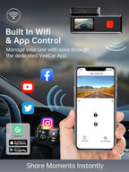 Dash Cam Front and Rear, 4K+1080P WiFi Mini Car Camera with App Control, 170° Wide Angle Dual Dashcam, Night Vision