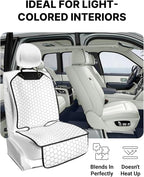 Owleys Set Seat Back Organizer & Car Seat Protector Hexy Waterproof & Non-Slip Protector for Child Car Cushion for Leather and Fabric Seats (White Set 2)