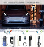 J1772 to Tesla Charger Adapter for Tesla Model Y 3 X S Cybertruck,Tesla Battery Charging Accessories,SAE J1772 EV Adapter [Max 80A, 250V] of L2 Chargers for Tesla Cars ONLY, Not for DC Fast Chargers