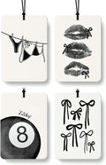 Girly Coquette Black Bow Cologne Car Air Freshener 4 Pcs, Retro Trendy Lucky 8 Ball Lip Hanging Air Freshener for Cars Bathroom Dorm Books Decor, Vintage Cute Accessories Gifts for Women Girls