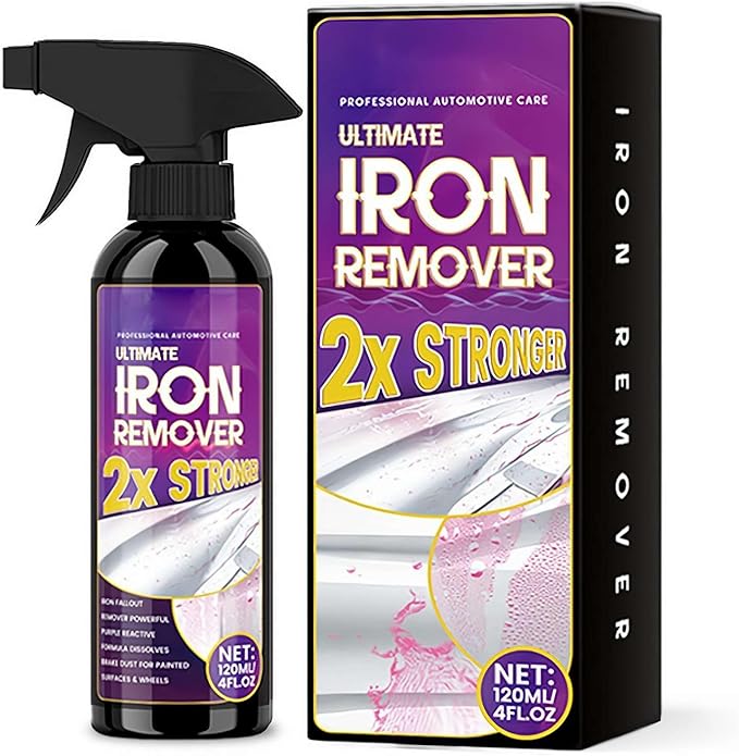 Multipurpose Iron Powder Remover Spray - Rust and Stain Cleaner for Motorcycle Tires, Brake Calipers, Boats, RVs, and Painted Surfaces
