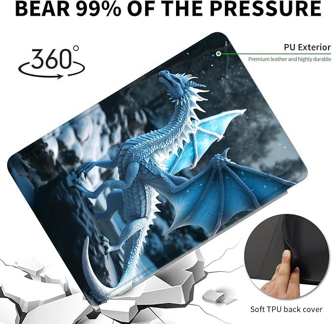 Case for 6" Kindle Paperwhite (10th Generation,2018 Release),360 Degree Rotating Swivel Leather Stand Folio Cover Auto Wake/Sleep for Amazon Kindle Paperwhite E-Reader,Blue Ice Dragon