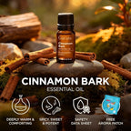 100% Pure Cinnamon Bark Essential Oil - 0.34 Fl Oz - Cinnamon Oil for Hair, Skin, Diffuser, Aromatherapy & DIY Candle Making Scent