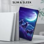 for Kindle Paperwhite Case,6.8" Kindle Paperwhite 11th Generation Case and Kindle Paperwhite Signature Edition,Leather Slim Adjustable Stand Cover with Auto Wake/Sleep,Moon Blue Wolf
