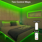 Tatazone 16.4ft Green COB Led Strip Lights with RF Remote, Dotless, Indoor, Dimmable, Adhesive Led COB Light Strip for Cabinet, Room, Bed, Paintings