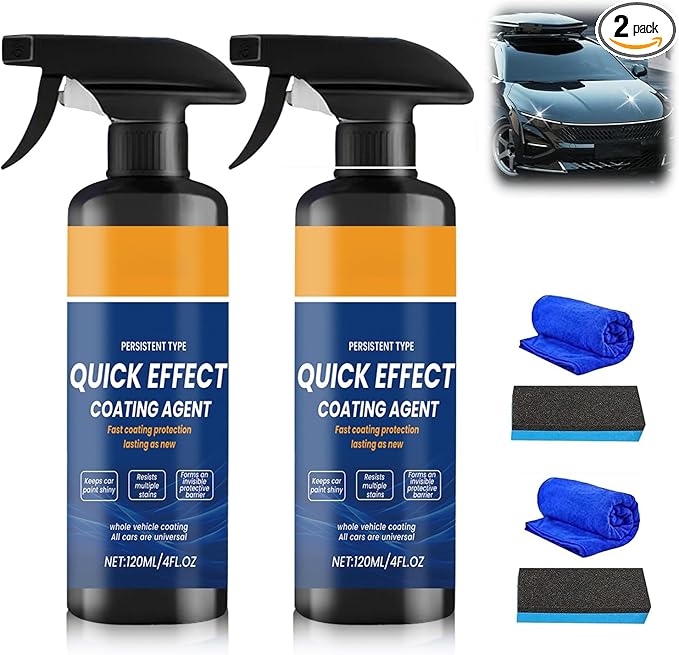 2Pcs Advanced Quick Effect Coating Agent,Car Coating Spray, 2025 New Car Paint Protection，Car Scratch Wax Polish Spray Waterless Wash，Multi-Purpose Oil Film Emulsion Glass Cleaner