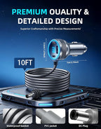 Starlink Mini Cable, 4-in-1 Starlink Mini Car Charger DC Power Cable + 12V-24V Cigarette Lighter Adapter with Digital Display, USB-C PD 45W and Dual USB-A 35W Ports for Cars, Suitable for Cars (10FT)