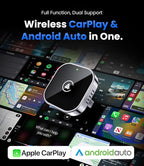 Teeran 2 in 1 Wireless CarPlay and Android Auto Adapter, Easy Setup Plug and Play, Fast Seamless Use Supports 1000+ Cars with Built-in Wired Car Play/Android Auto Compact Sleek Design Car Adapter