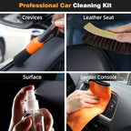Car Detailing Brush Kit, Ultra Soft Long Bristle Horse Hair Leather Cleaning Brush,Car Cleaning Kit Interior for Seats Leather Care