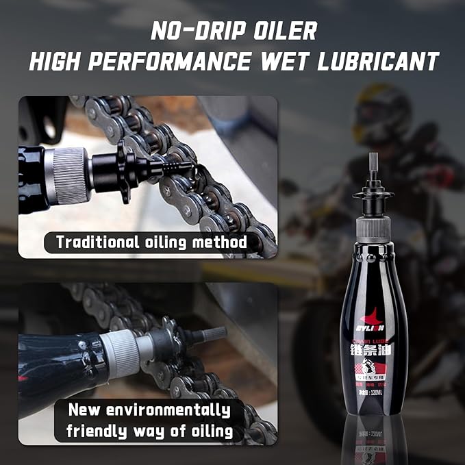 Pro: Conquer Grime! Motorcycle Chain Clean & Lube Kit - 350ml Powerful Degreaser, 120ml Smooth Wet Lube, Brushes, Scrubber, Towel Complete Tools Set