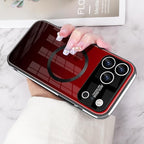 Guppy Compatible with iPhone 17 Pro Magnetic Case, with Full Camera Lens Protector [Compatible with MagSafe] Scratch Resistant Gradient Glass Back Cover Phone Case-Red