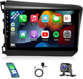 Leadfan Car Radio Stereo for Honda Civic 2012 Compatible with Wireless Apple Carplay Android Auto, 9 Inch Touchscreen GPS Navigation WiFi Bluetooth Backup Camera MirrorLink Mic 2+32G