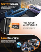 Rear View Mirror Camera,4 Channel Mirror Dash Cam Front and Rear Inside,12" Touch Screen Dash Cam, Backup Camera for Car, 7/24 Parking Monitor,Included Free 128GB SD Card