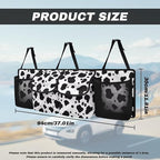 Black Cow Spots Auto Hanging Seat Back Storage Car Organizer Large Capacity Collapsible Cargo Bag,Sturdy Space Saving Expert