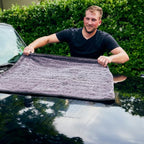 Stoner Car Care 95142 Extra Large Premium Microfiber Blend Car Drying Towel Highly Absorbant Lint Free Double Layer and Tagless, Gray, 900 GSM, 30x36