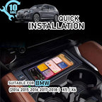 Wireless Car Charger with 15w Wireless and 27w USB Qc 3.0 Fast Charging for BMW X5/X6 2014-2018 Center Console Charging Pad Mat Interior Accessories