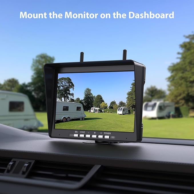 ZEROXCLUB 10.1" RV Backup Camera Wireless System Plug and Play, Pre-Wired for Furrion RV Trailer Camper Motorhome, HD 1080P Split-Screen DVR Monitor with 1 Rear View & 2 Side View Cameras, BY503
