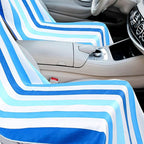 Hahafelt 2 Pack Car Seat Towel Covers with Storage Bag, 63 x 32 Inch Universal Non Slip Waterproof Sweat Protector for Car Truck, Gym Swimming Running, Machine Washable (Blue Vertical Stripes)