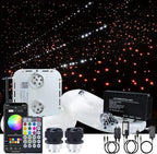 AKEPO 32W APP Twinkle Meteor Dual Head Fiber Optic Lights Kit, Car Home Use Music Activated Star Ceiling Sky Light, Shooting Star+2000pcs 16.4ft/5m 0.03in/0.75mm Optical Fiber Cable+28key remote